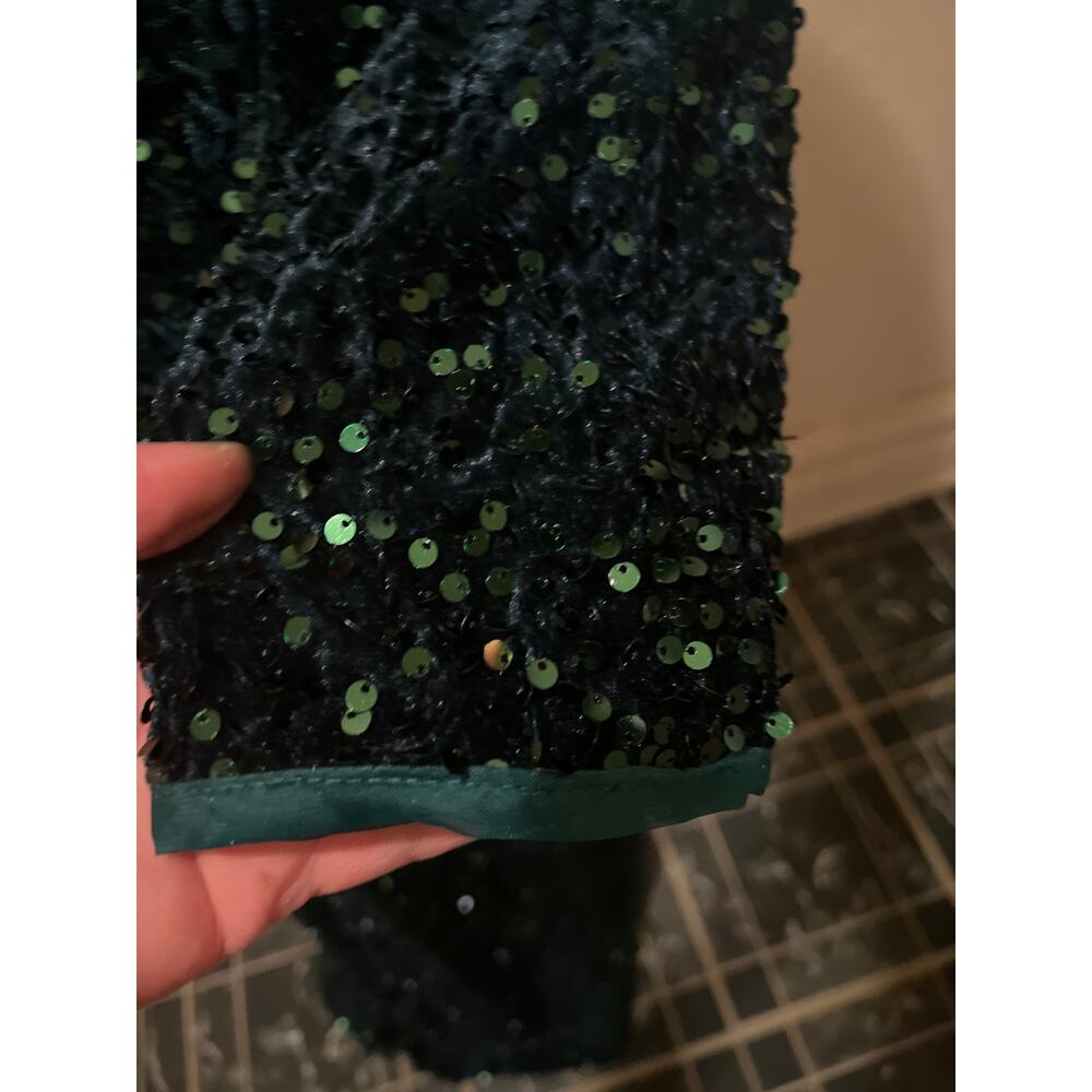 Sparkly Velvet Sequin Long Sleeve V-Neck Ruched Gown Dress NWT Size 4XL - Picture 6 of 12